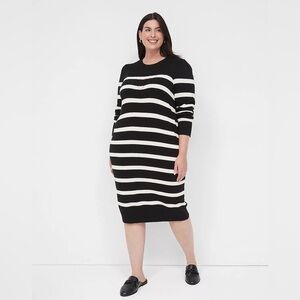 Long Puff-Sleeve Striped Sweater Dress in Size 18/20 Lane Bryant